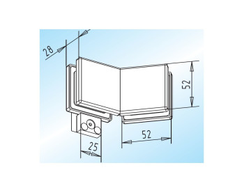 WSS Oberlichtverbinder PT 73.4, abgewinkelt 91°-134° / 136°-179°, ohne Anschlag, Innenansicht