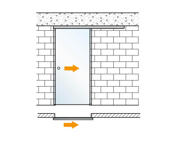 Glasschiebetuer mit NOVA 180 zur Deckenmontage, ohne SoftStop