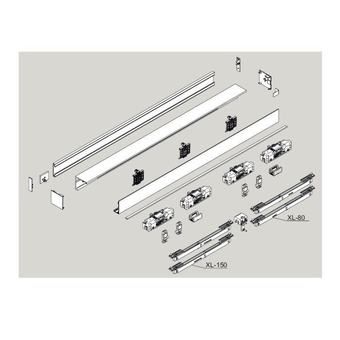 Dorma MUTO XL 80 Schiebetürset für 2flügelige Schiebetüranlage zur Montage Glas an Glas
