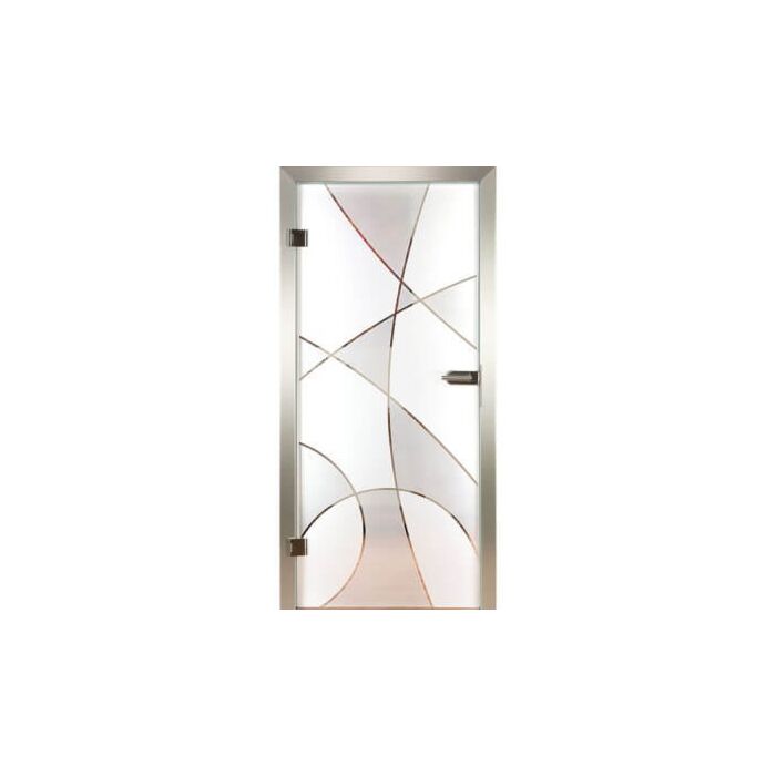 Glastür aus Klarglas mit Motiv Curves I