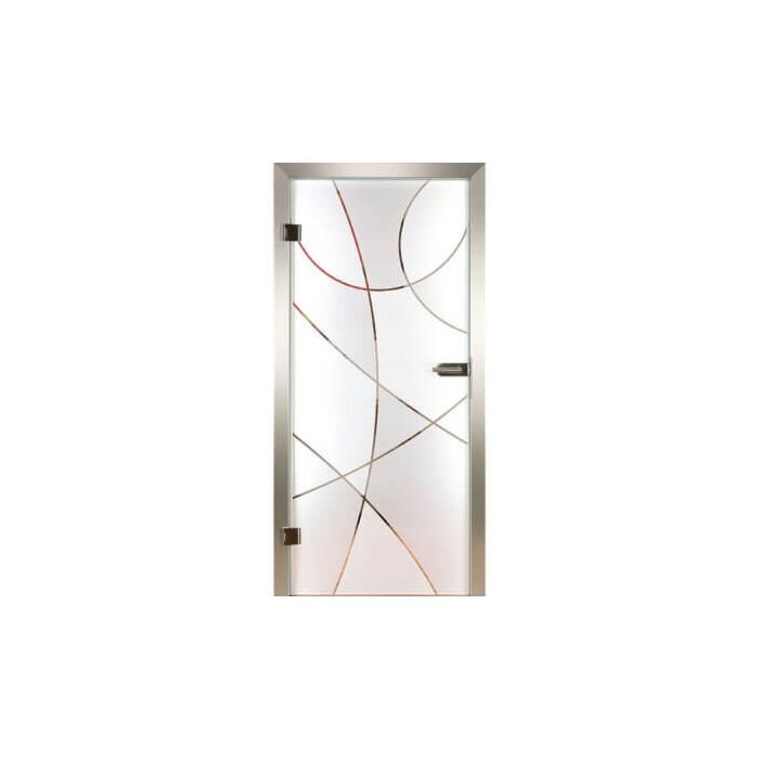 Glastür aus Klarglas mit Motiv Curves II