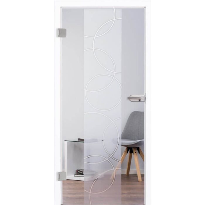 Glastür aus Klarglas mit Motiv Circles