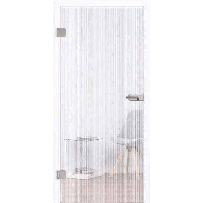 Glastür aus Klarglas mit Motiv Fine Line beidseitig