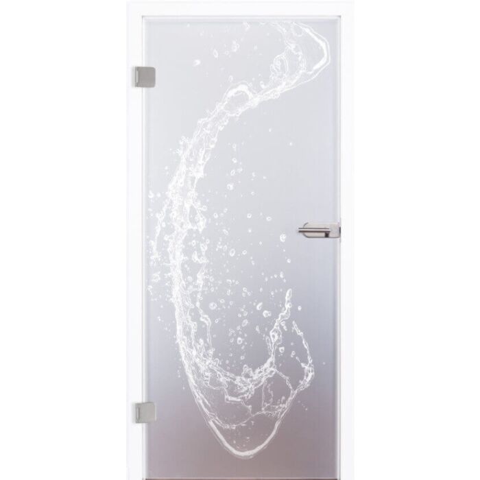 Glastür satiniert mit Motiv Splash