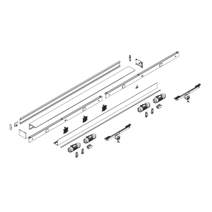 DORMA MUTO Premium Self-Closing 120 Schiebetürbeschlag-Set für 2flügelig zur Montage Glas an Glas