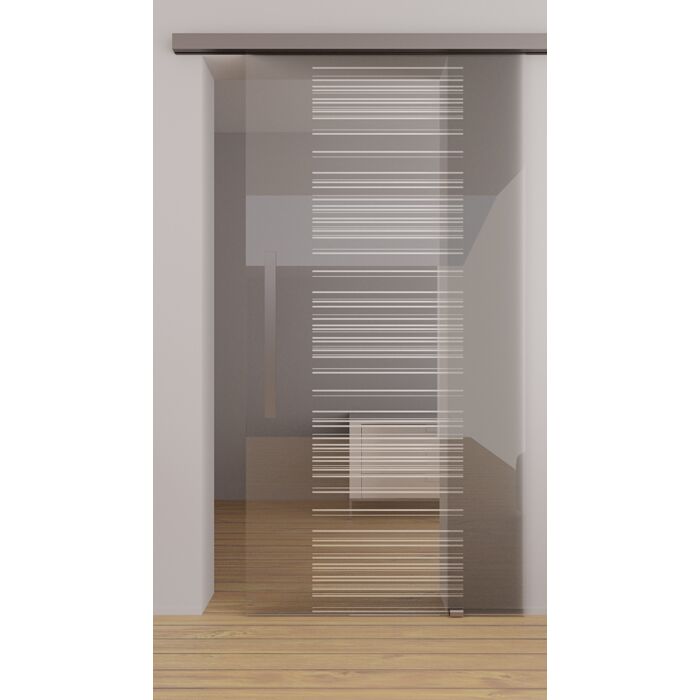 Glasschiebetuer zur Wandmontage Half Lines - Streifendekor mit Smart Line Soft