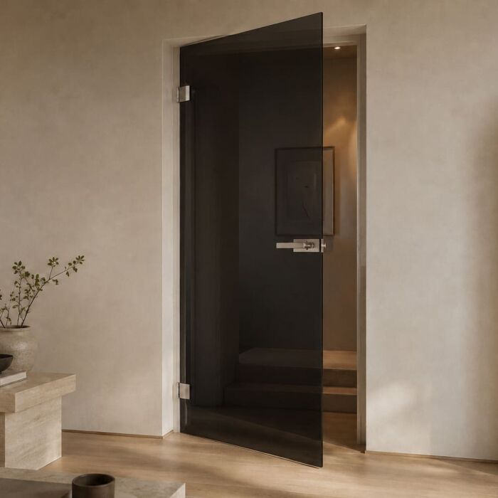 Glastür aus dark grey