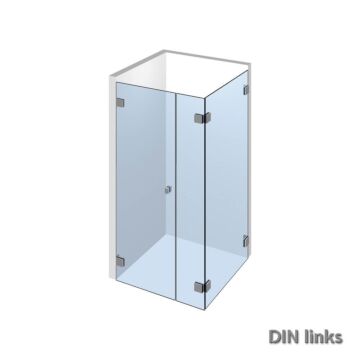 Nivello+ Eckdusche bestehend aus 1 Duschtuer mit 2 Festteilen 90° zueinander stehend;DIN links