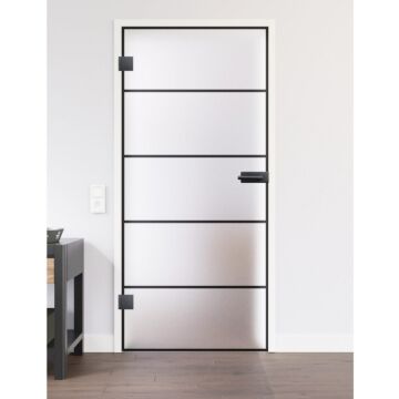 Glastür im Loftdesign mit satiniert 8 mm, DIN links
