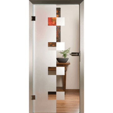 Glastür aus Klarglas mit Motiv Connected