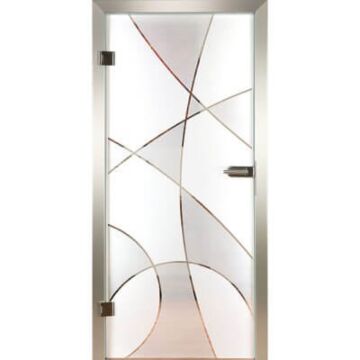 Glastür aus Klarglas mit Motiv Curves I