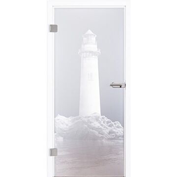 Glastür satiniert mit Motiv Lighthouse