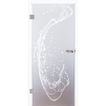 Glastür satiniert mit Motiv Splash