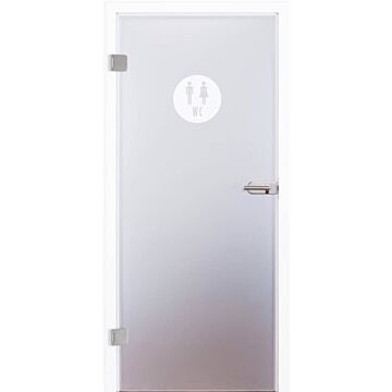 Glastür satiniert mit Motiv WC