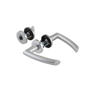DORMA Arcos Drückergarnitur für 38-43 mm Holztüren, mit WC-Schauscheibe