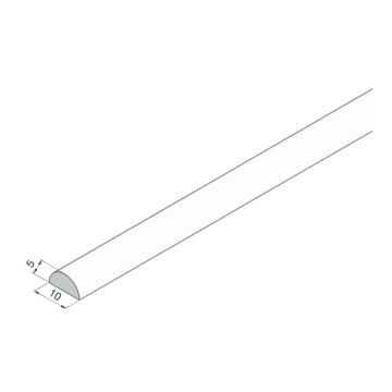 Acryl Halbrundstab als Schwallschutz 5 mm hoch, 10 mm breit zum Aufkleben auf den Boden oder die Duschtasse