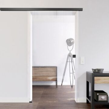 BASIC Glasschiebetür Klarglas - Smart Line Soft Black zur Wandmontage
