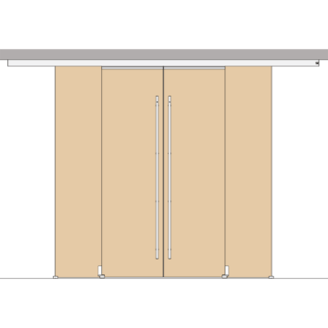 Holzschiebetuerbeschlag MUTO Telescopic - Deckenmontage, 4flg, mitfahrende Bodenfuehrung