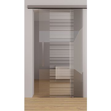 Glasschiebetuer zur Wandmontage Half Lines - Streifendekor mit Smart Line Soft