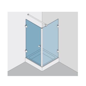 Eckdusche BF 112 Typ 130W - Seitenteil mit Winkelverbindern befestigt