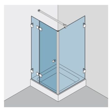 Glasdusche Echtglas BF 112 Typ 230W - Seitenteilbefestigung mittels Winkelverbindern