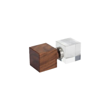 Türknopfpaar aus Holz und Glas - quadratisch 40 mm