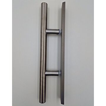 Türgriff Turin II rund mit einseitiger trapezförmiger Griffleiste, Edelstahloptik, Länge 350 mm