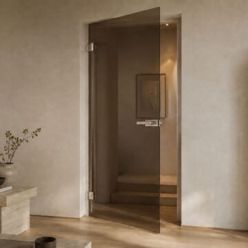 Glastür aus Float bronze durchgefärbt