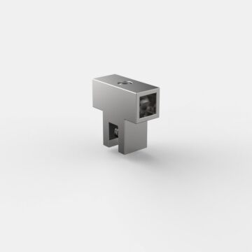 T-Stück senkrecht beidseitig, Glasanschluss, für Stabistange 15 x 15 mm