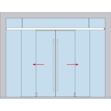Schiebetuerbeschlag MUTO Telescopic - Glas an Glas, 4flg, mitfahrende Bodenfuehrung