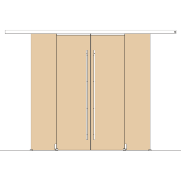 Holzschiebetuerbeschlag MUTO Telescopic - Wandmontage, 4flg, mitfahrende Bodenfuehrung