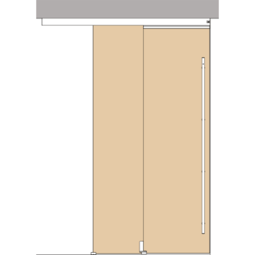Holzschiebetuerbeschlag MUTO Telescopic - Deckenmontage, DIN rechts, mitfahrende Bodenfuehrung