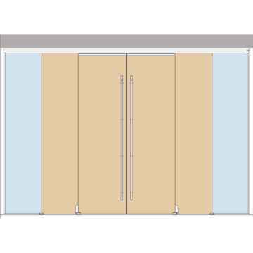 Holzschiebetuerbeschlag MUTO Telescopic - SET 33 mit Festteil, Deckenmontage, 4flg, mitfahrende Bodenfuehrung