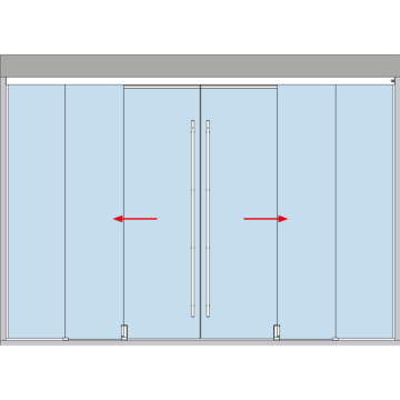 Schiebetuerbeschlag MUTO Telescopic Set 4flg mit Festteil, Deckenmontage, mitfahrende Bodenfuehrung