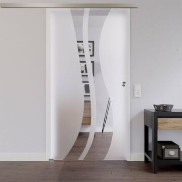 Glasschiebetuer zur Wandmontage mit Dekor - Smart Line Soft