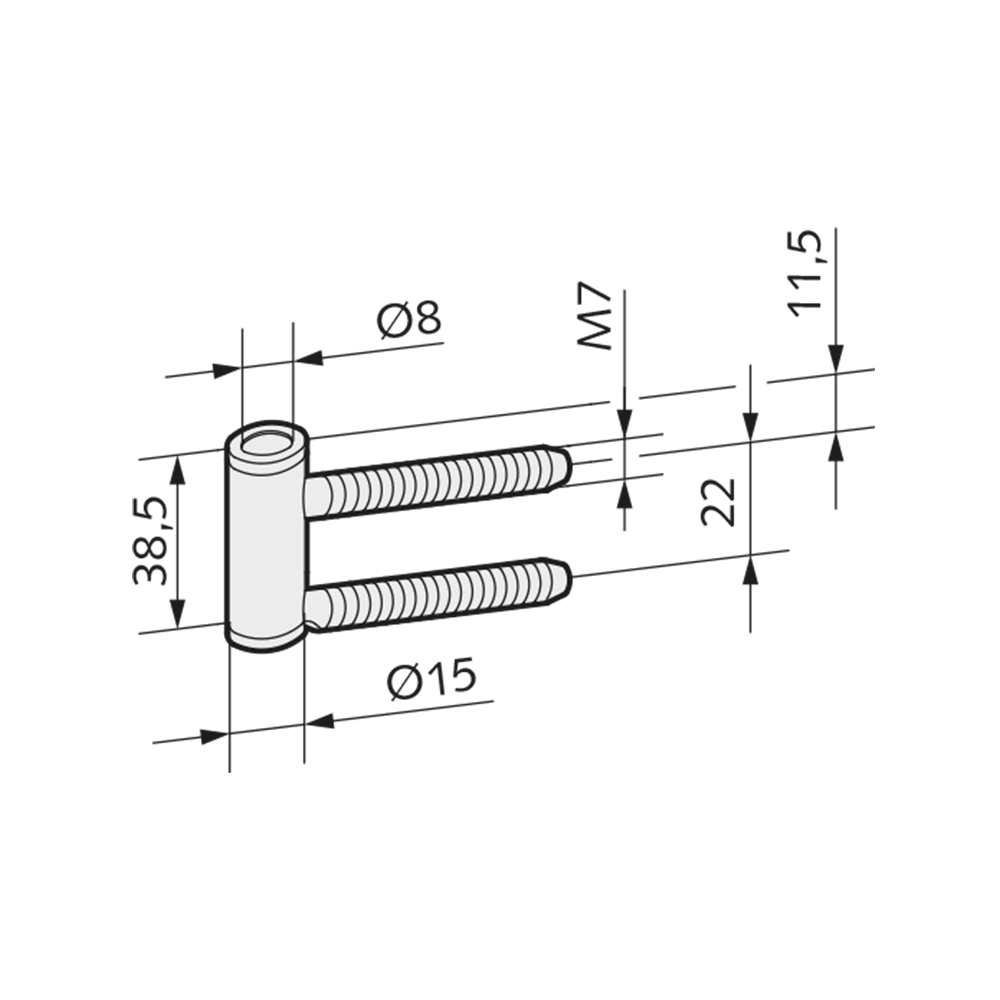 Anschraubtaschen für Türbänder in Holzzarge 5,8mm verzinkt 