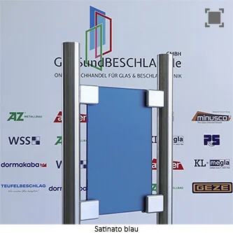 Glas Satinato blau durchgefaerbt - einseitig satiniert Glas Satinato blau durchgefaerbt - einseitig satiniert