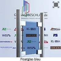 Klarglas bzw. Floatglas blau durchgefaerbt - je nach Rohglashersteller weicht die Optik etwas in der Farbgebung ab Klarglas bzw. Floatglas blau durchgefaerbt - je nach Rohglashersteller weicht die Optik etwas in der Farbgebung ab