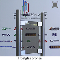 Klarglas bzw. Floatglas bronze durchgefaerbt