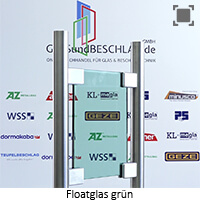 Klarglas bzw. Floatglas gruen durchgefaerbt