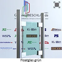 Klarglas bzw. Floatglas gruen durchgefaerbt Klarglas bzw. Floatglas gruen durchgefaerbt