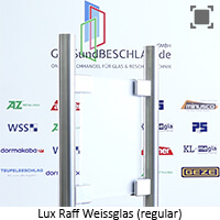 Glas LuxRaff (R) Weissglas regular - klares Glas satiniert (einseitig) mit stark reduziertem Gruenschimmer, Spezialglas fuer Kuechen