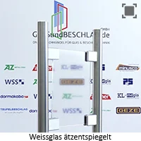 Weissglas - klares Glas aetzentspiegelt (einseitig) mit stark reduziertem Gruenschimmer Weissglas - klares Glas aetzentspiegelt (einseitig) mit stark reduziertem Gruenschimmer