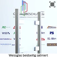 Weissglas - klares Glas satiniert (beidseitig) mit stark reduziertem Gruenschimmer Weissglas - klares Glas satiniert (beidseitig) mit stark reduziertem Gruenschimmer