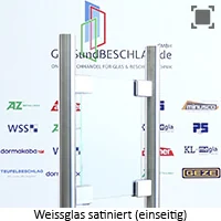 Weissglas - klares Glas satiniert (einseitig) mit stark reduziertem Gruenschimmer Weissglas - klares Glas satiniert (einseitig) mit stark reduziertem Gruenschimmer