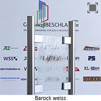 Glas Barock weiss, mit normalem Gruenschimmer