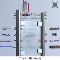 Glas Chinchilla weiss, mit normalem Gruenschimmer