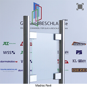 Glas Madras Pave weiss - Klarglas einseitig geaetzt