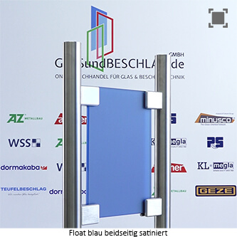 Klarglas bzw. Floatglas blau durchgefaerbt - beidseitig satiniert 