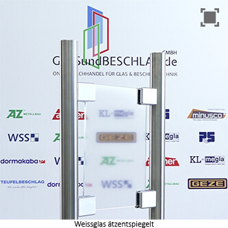 Weissglas - klares Glas aetzentspiegelt (einseitig) mit stark reduziertem Gruenschimmer